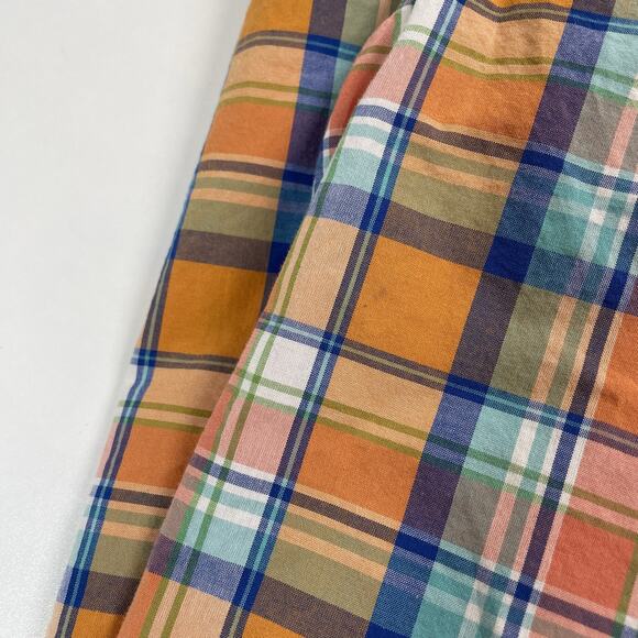 Duluth Trading Company Shirt Mens Medium Orange Plaid Untucked Relaxe Fit - Picture 5 of 6